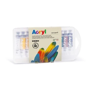 ACRYLIC EN TUBE 12 COULEURS x 7,5ml "PRIMO" REF: 407TA12PP