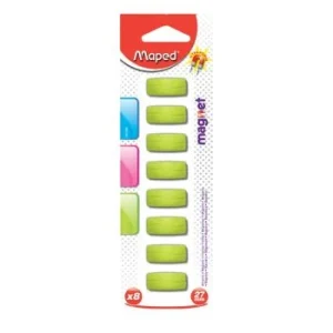 AIMANTS RECTANGULAIRE 27MM SOUS BLISTER 8PIECES VERT "MAPED" REF: 051200S