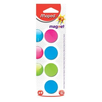 AIMANTS RONDS 27MM SOUS BLISTER 04PIECES MIX "MAPED" REF: 052700