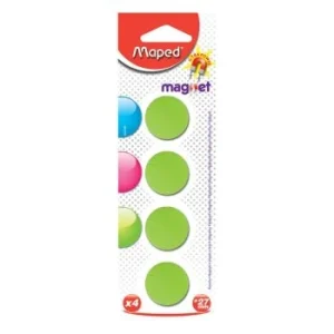 AIMANTS RONDS 27MM SOUS BLISTER 04PIECES VERT "MAPED" REF: 052700
