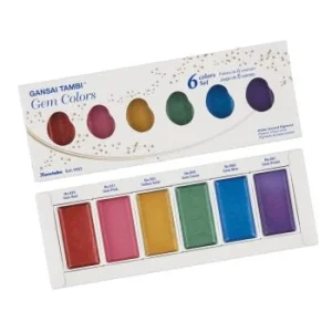 AQUARELLE POCHETTE DE 6 COULEURS PIERRES PRECIEUSES "Kuretake" REF: MC20GC/6V