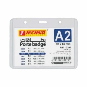 BADGE ADMINISTRATIF HORIZONTAL A2 97 X 65 MM "TECHNO" REF: 2390