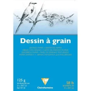 BLOC DE DESSIN A GRAIN 20 FEUILLES A4 125g "CLAIREFONTAINE" REF:97118C