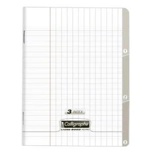 CAHIER 3 INDEX PIQUE CALLIGRAPHE EN PP 96P 17x22 CM 90G SEYES "CALLIGRAPHE" REF:18224C