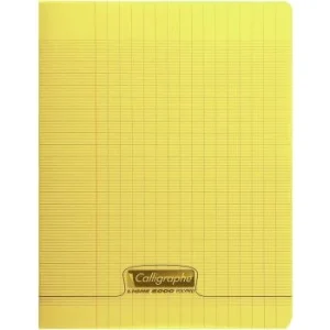 CAHIER PIQUE CALLIGRAPHE EN PP 192P 24x32 CM 90G SEYES JAUNE "CALLIGRAPHE" REF:18394C