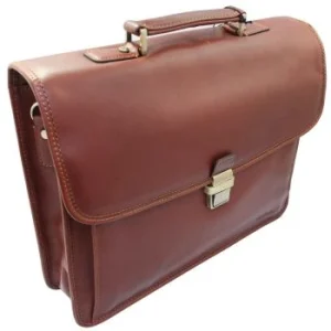 CARTABLE EN CUIR MARRON "TECHNO" REF: 4258