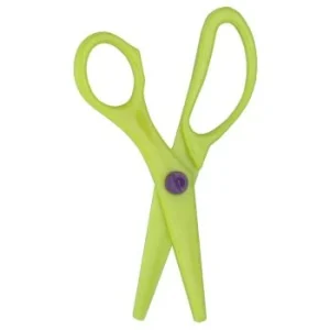 CISEAUX ECOLIER ASYMETRIQUE EN PLASTIQUE JAUNE "TECHNO" REF: 9398