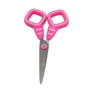 CISEAUX SCOLAIRE 13.5 cm LOVELY SQUARE ANNEAUX ROSE "TECHNO" REF: 7062