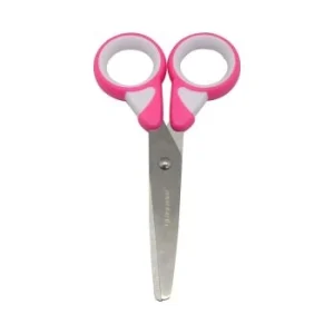 CISEAUX SCOLAIRE 13.5 cm STYLISH ANNEAUX ROSE "TECHNO" REF: 7066