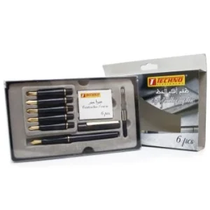 COFFRET STYLO A PLUME CALLIGRAPHIE DE 06 PCS "TECHNO" REF: 548