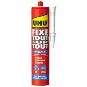COLLE DE MONTAGE FIXE TOUT SUR TOUT ORIGINAL EN CARTOUCHE DE 425G "UHU" REF:37730