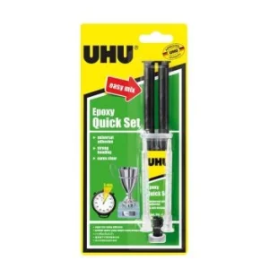 COLLE EPOXY QUICK SET EN SEREINGUE HHR 14ml SOUS BLISTER "UHU" REF: 37545