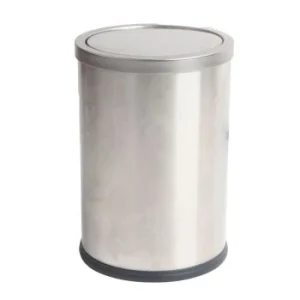CORBEILLE A PAPIER RONDE COUVERCLE BASCULANT 11 L EN INOX TECHNO REF: 8015
