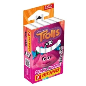 CRAIE BLANCHE DE 10 PIECES MOTIF TROLLS "TECHNO" REF: 4348