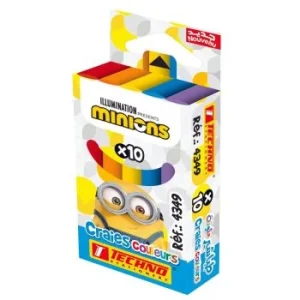 CRAIE COULEUR DE 10 PIECES MOTIF MINIONS "TECHNO" REF: 4349