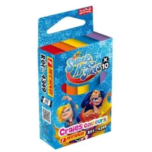 CRAIE COULEUR DE 10 PIECES MOTIF SUPER HERO GIRLS "TECHNO" REF: 4349
