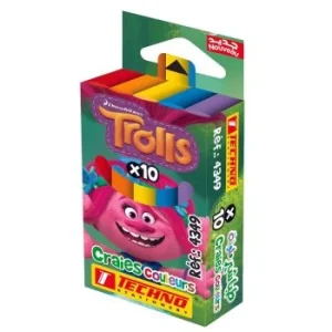 CRAIE COULEUR DE 10 PIECES MOTIF TROLLS "TECHNO" REF: 4349