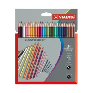 CRAYON DE COULEUR AQUARELLABLE AQUACOLOR EN POCHETTE DE 24 PCS "STABILO" REF:1624-3