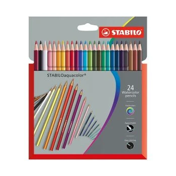 CRAYON DE COULEUR AQUARELLABLE AQUACOLOR EN POCHETTE DE 24 PCS "STABILO" REF:1624-3