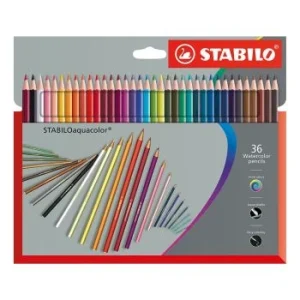 CRAYON DE COULEUR AQUARELLABLE AQUACOLOR EN POCHETTE DE 36 PCS "STABILO" REF:1636-7
