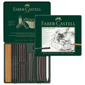 CRAYON PITT CHARCOAL BOITE METALLIQUE DE 24 "FABER CASTELL" REF: 112978