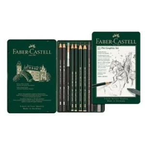 CRAYON PITT GRAPHITE BOITE METALLIQUE DE 11 PIECES "FABER CASTELL" REF: 112972