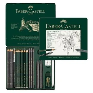CRAYON PITT GRAPHITE BOITE METALLIQUE DE 19 PIECES "FABER CASTELL" REF: 112973