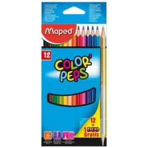 CRAYONS COULEURS DE 12 AVEC 01 CRAYON DUO GRATUIT COLOR'PEPS "MAPED" REF: 832021
