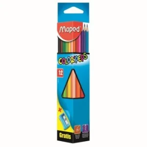 CRAYONS COULEURS DE 12 COLOR'PEPS TRIANGLE AVEC TAILLE CRAYON "MAPED" REF: 183213