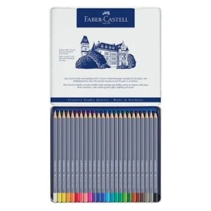 CRAYONS DE COULEUR AQUARELLABLES GOLDFABER BOITE METALLIQUE DE 24 "FABER CASTELL" REF: 114624