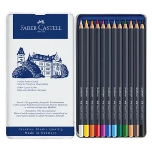 CRAYONS DE COULEUR GOLDFABER BOITE METALLIQUE DE 12 "FABER CASTELL" REF: 114712