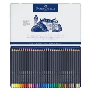 CRAYONS DE COULEUR GOLDFABER BOITE METALLIQUE DE 36 "FABER CASTELL" REF: 114736