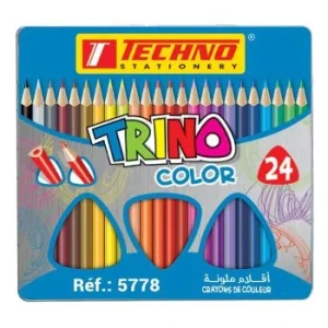 CRAYONS DE COULEUR TRINO BOITE METAL DE 24 PIECES "TECHNO" REF: 5778