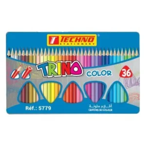 CRAYONS DE COULEUR TRINO BOITE METAL DE 36 PIECES "TECHNO" REF: 5779