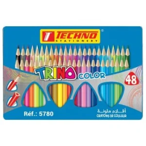 CRAYONS DE COULEUR TRINO BOITE METAL DE 48 PIECES "TECHNO" REF: 5780
