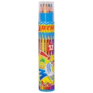 CRAYONS DE COULEUR WOW CREA EFFAÇABLE BOITE DE 12 PCS "TECHNO" REF: 6926