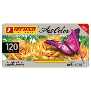 CRAYONS DE COULEURS ARTCOLOR BOITE METALE DE 120 PIECES "TECHNO" REF: 6025