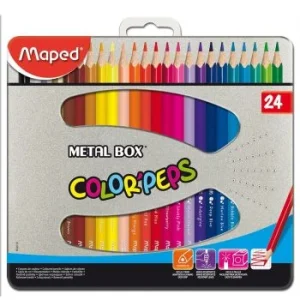 CRAYONS DE COULEURS COLOR'PEPS BOITE METALLIQUE DE 24 COULEURS "MAPED" REF: 832016