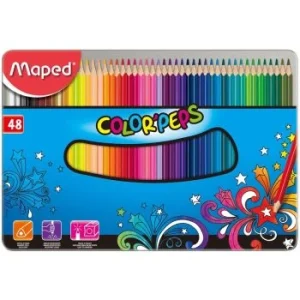CRAYONS DE COULEURS COLOR'PEPS BOITE METALLIQUE DE 48 COULEURS "MAPED" REF: 832058