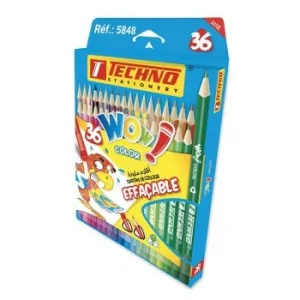 CRAYONS DE COULEURS DE 36 PIECES EFFAÇABLE WOW "TECHNO" REF: 5848