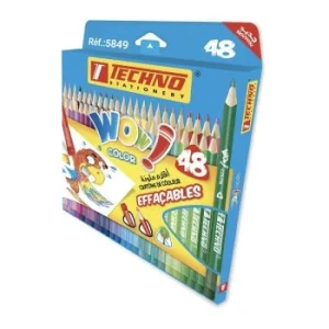 CRAYONS DE COULEURS DE 48 PIECES EFFAÇABLE WOW "TECHNO" REF: 5849