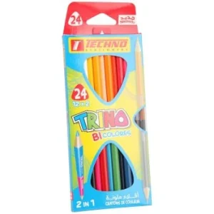 CRAYONS DE COULEURS TRINO BICOLORES BOITE DE 12/24PIECES "TECHNO" REF: 5296