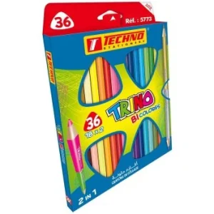 CRAYONS DE COULEURS TRINO BICOLORES BOITE DE 18/36PIECES "TECHNO" REF: 5773
