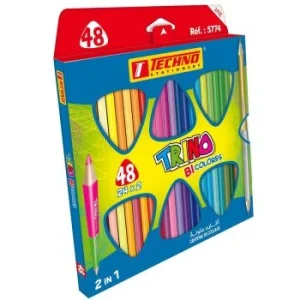 CRAYONS DE COULEURS TRINO BICOLORES BOITE DE 24/48PIECES "TECHNO" REF: 5774