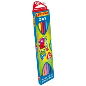 CRAYONS DE COULEURS TRINO BICOLORES BOITE DE 6/12PIECES "TECHNO" REF: 5772