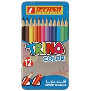 CRAYONS DE COULEURS TRINO BOITE METAL DE 12 PIECES "TECHNO" REF: 5299