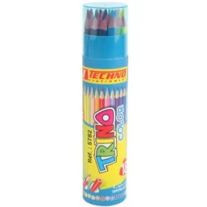 CRAYONS DE COULEURS TRINO BOITE RONDE DE 18 PIECES "TECHNO" REF: 5782
