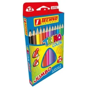 CRAYONS DE COULEURS TRINO JUMBO BOITE DE 12 PIECES "TECHNO" REF: 5297
