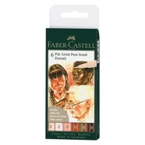 ENSEMBLE PITT ARTIST PEN BRUSH PORTRAIT POCHETTE DE 6 PIECES "FABER CASTELL" REF: 167167
