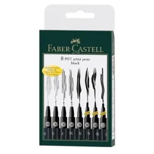 ENSEMBLE PITT ARTIST PEN NOIR POCHETTE DE 8 PIECES "FABER CASTELL" REF: 167137